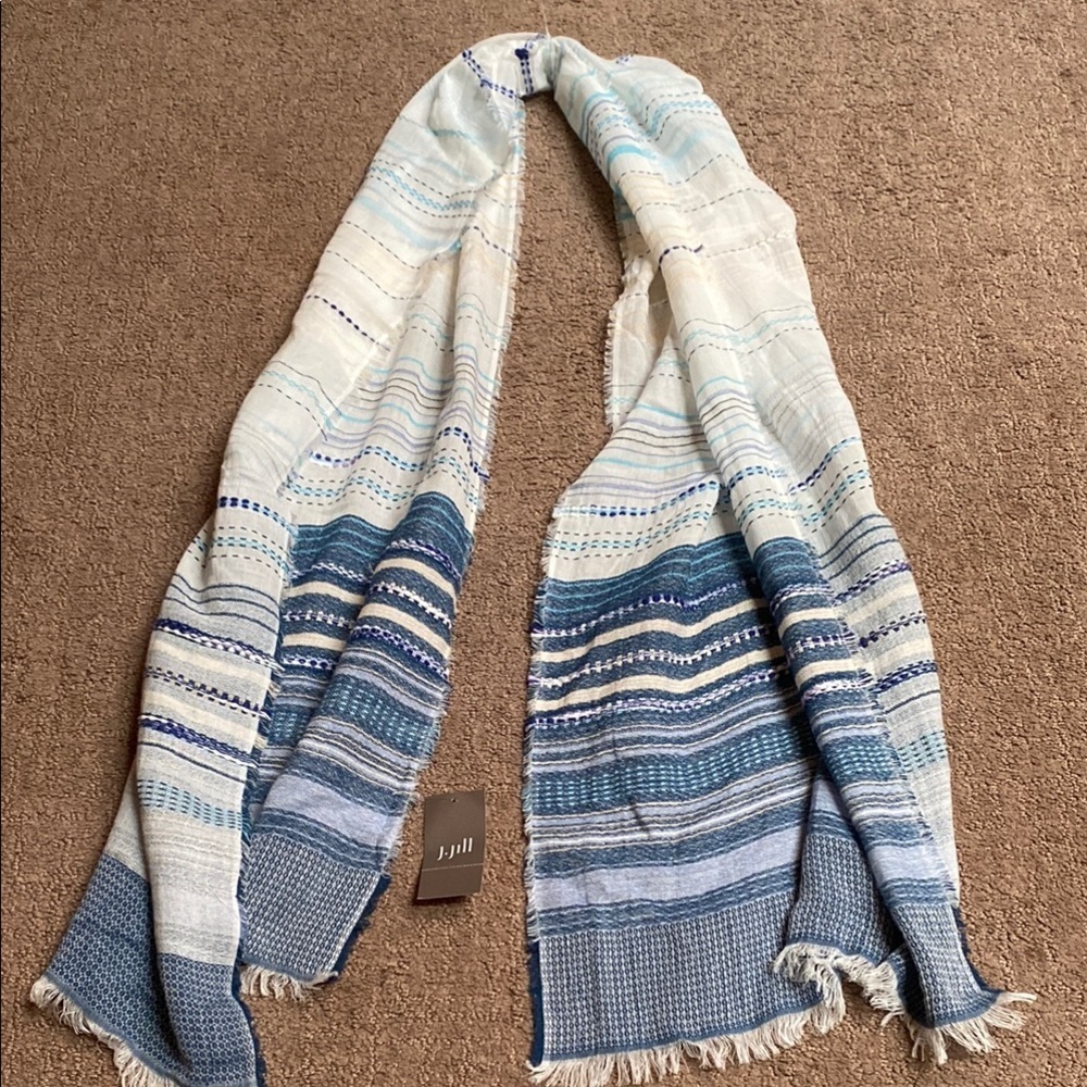 J. Jill Blue and White Striped Scarf NWT Spring Easter Comfortable Cottagecore